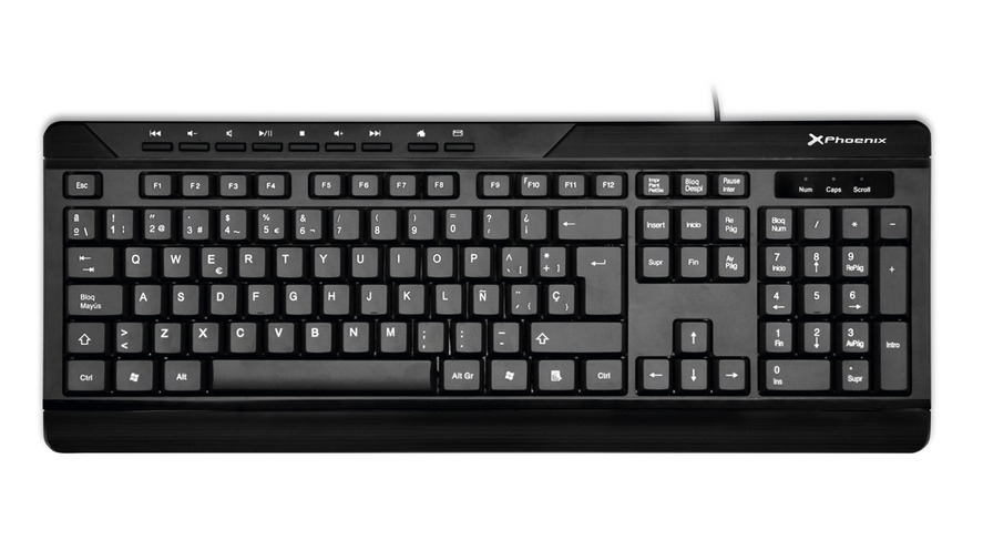 Imagén principal TECLADO QWERTY PHKEYLIGHTMEDIA ESPAÑOL MULTIMEDIA PHOENIX PHKEYLIGHT CON CABLE USB