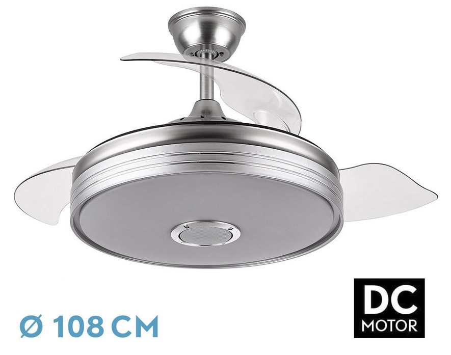 Imagén principal VENTILADOR TECHO FABRILAMP MATANUSKA REF.142791403 NIQUEL 72W 7200LM ASPAS DESPLEGABLES  BLUETOOTH