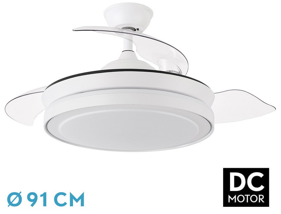Imagén principal VENTILADOR TECHO FABRILAMP DC ESPARTA REF.184799001 BLANCO 72W 6120LM ASPAS DESPLEGABLES 32/47x40/91CM