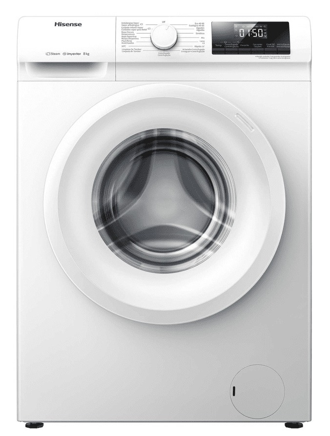 Imagén principal LAVADORA HISENSE WFQP801419VM 8KG 1400RPM VAPOR CLASE A