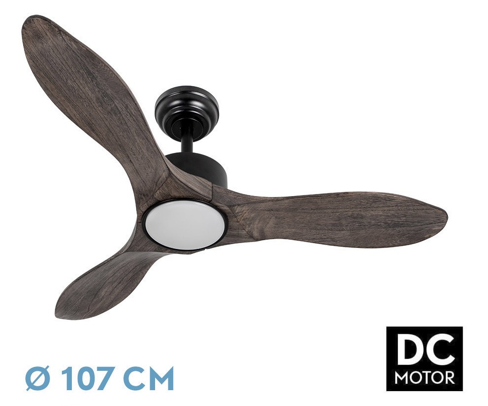 Imagén principal VENTILADOR DE TECHO ABRILA DC SEGRE REF.209191364 NEGRO/ROBLE 3 ASPAS MANDO A DISTANCIA